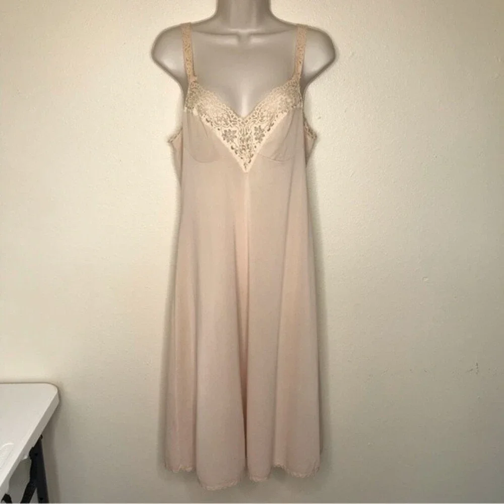 Vintage Vassarette Underneath It All 1970s Full Slip Lace Nude Womens 36 Long